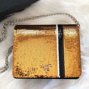 Prada Gold and Black Sequin Bag